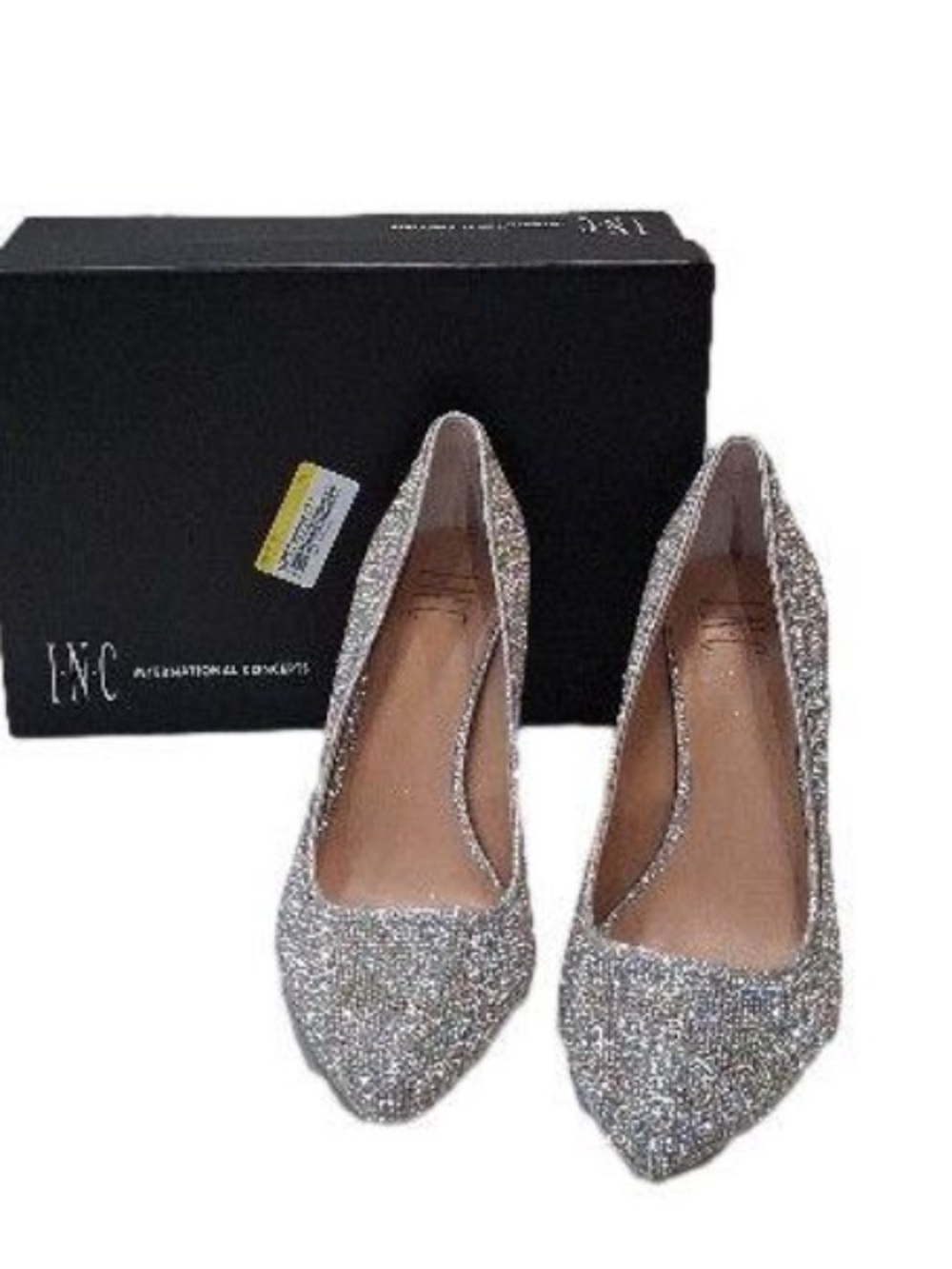INC Sparkling sparkly Silver Women's Point toe with small heel. Size 8.5